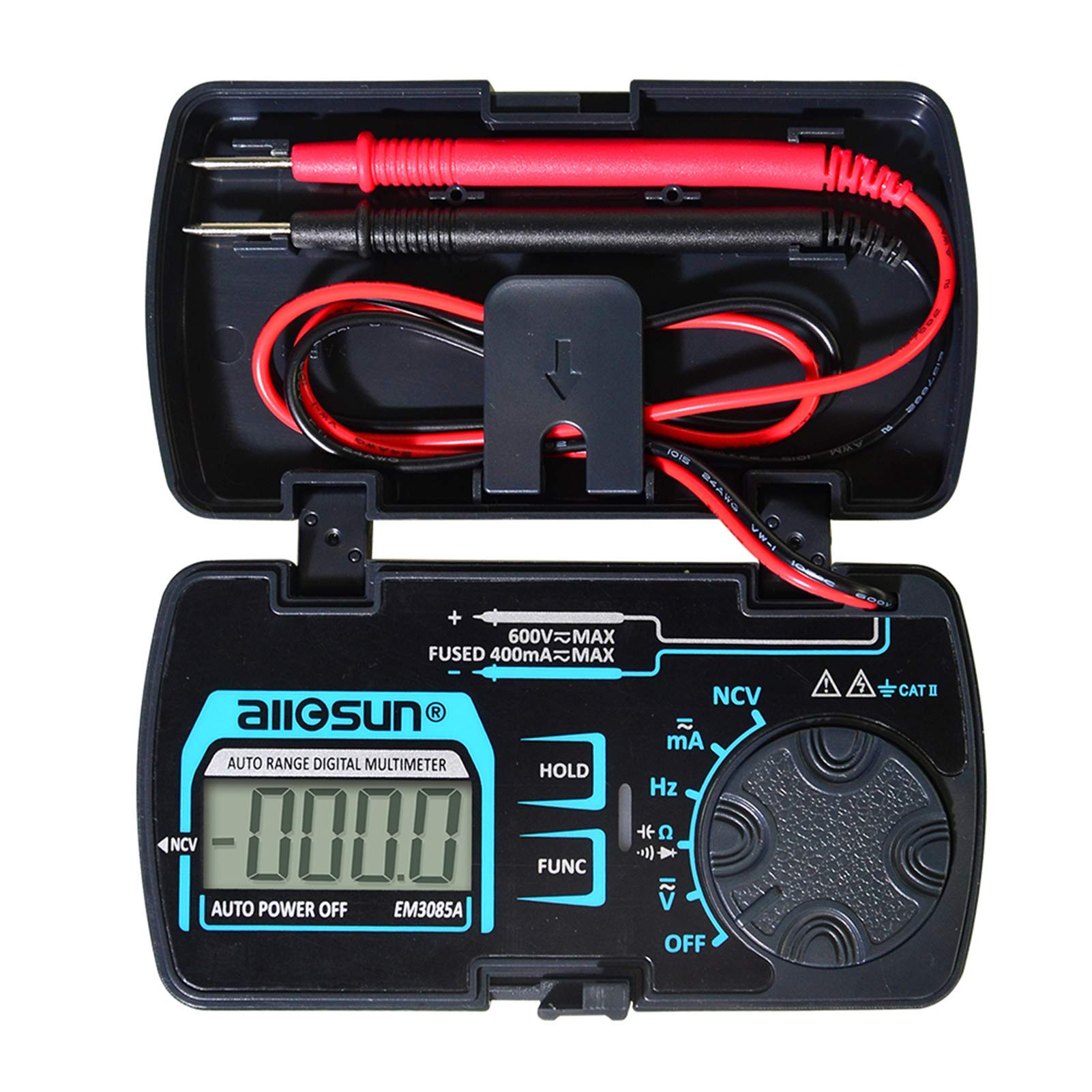 Allsun Auto Ranging Pocket Tiny Digital Multimeter, Mini Electrical Travel Meter Ac/Dc Ohm Volt Ncv Amp Capacitance Frequency Di