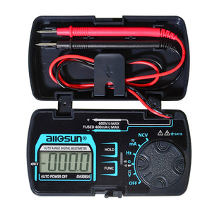 Allsun Auto Ranging Pocket Tiny Digital Multimeter, Mini Electrical Travel Meter Ac/Dc Ohm Volt Ncv Amp Capacitance Frequency Di