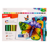 Deli 18 Bright Color PreSharpened Plastic Crayons with Mini Sharpner, Triangular Barrel Wax Colors, Smooth Drawing Crayons for