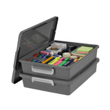 IRIS USA 6 Qt. Plastic Craft Storage Container Bins with Lids, 2 Pack, Small Art & Office Supply Organizer Tote, Sensory Bins & 