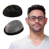 Lordhair Toupee for Men with 100% European human hair 8x10 inch Hairpiece for Men 0.03mm Ultra Thin Skin Hairsystem All V-looped
