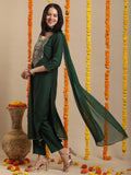 Gosriki Women'S Rayon Blend Straight Embroidered Kurta With Pant & Dupatta (Kudas Green-Gs_M_Green_Medium),Green,,B0DHQK1BBX