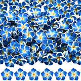 SUNNYCLUE 1 Box 100Pcs 15mm Hawaiian Flower Beads Frangipani Flower Beads Blue Clay Plumeria 3D Summer Life Hawaii Beach Blossom