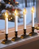 otnofok Window Candles with Timer, 9.6 Plug-in LED Window Candle Lights with Black Holder and 6ft Cord, Daily Auto On/Off, Chr
