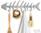 Comfify Decorative Fish Bones Wall Mounted Towel Rack Stylish Cast Iron Hanger with 4 Fish Bones Hooks for Towels, Robes and 