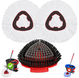 Fatmass Spin Mop Head Replacement for O Cedar EasyWring 1Tank System, 2 Mop Replace Heads + 1 Upgrade Scrubber Brush, Microfibe