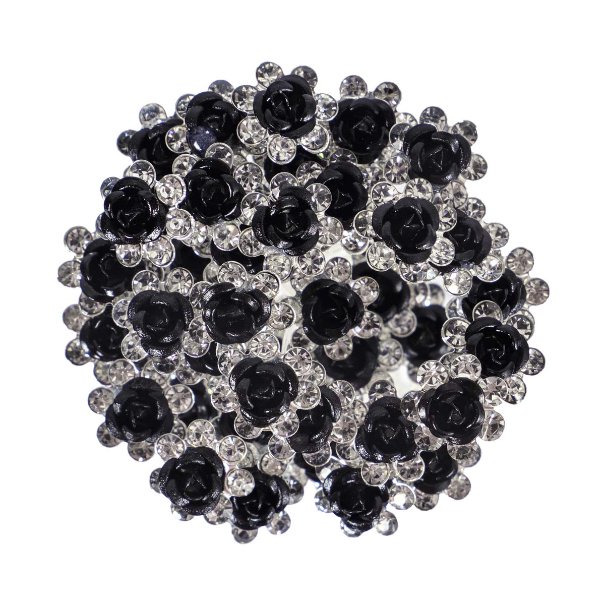 BETITETO 40 Pcs U-Shaped Flower Rhinestone Hair Pins Crystal Hair Accessories for Bridal Wedding Party Girls' Sweet Sixteen (Bla