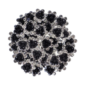 BETITETO 40 Pcs U-Shaped Flower Rhinestone Hair Pins Crystal Hair Accessories for Bridal Wedding Party Girls' Sweet Sixteen (Bla