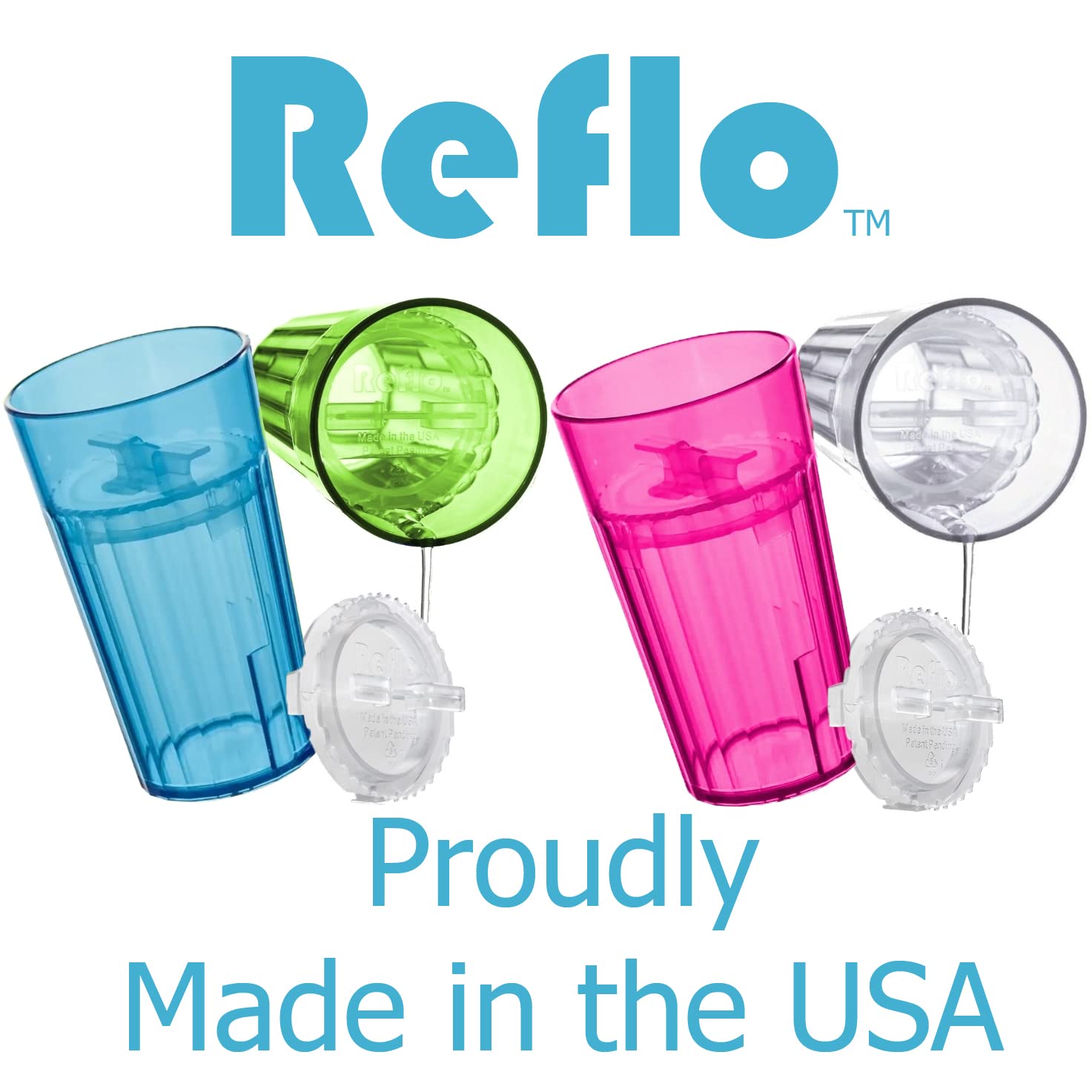 Reflo Smart Cup (Asst 4 colors) Open Training Cup, Toddler Cup, No Suction 6oz, 360 Control-Flow, USA MADE Premium High-Impact P