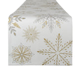 DII Holiday Dining Table Linen Sparkle Metallic Kitchen D cor, Table Runner, 14x108, Snowflakes Print