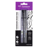Tombow 62038 Fudenosuke Brush Pen, 2Pack. Soft and Hard Tip Fudenosuke Brush Pens for Calligraphy and Art Drawings