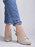 Shoetopia Classy Slingback Cream Pumps For Girls-Eu36,Bronze,3,B0D5HD71Z5