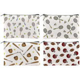 Hobbspring 4Pcs Tennis Makeup Bags 5.91x9.06 inch Rugby Baseball Badminton Canvas Cosmetic Bags with Zipper Canvas Travel Toilet