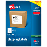 Avery Printable Shipping Labels for Copiers, 8.5 x 11, White, 100 Blank Mailing Labels (5353)