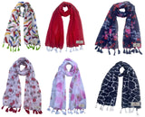 Fusfus WomenS Printed Chiffon Scarves And Stoles, Free Size(Multicolour, Fs2006) Pack Of 6 (Multicolor2)