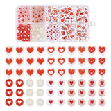 Beadthoven 200pcs Valentine's Day Heart Acrylic Beads - 7mm Flat Round Disc Red Heart Shaped Beads Spacers Bulk for Jewelry Maki