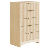 Pipishell Fluted 5 Drawers Dresser for Bedroom, 30 Wooden Drawers with Metal Handle, Dressers with Round Edge Design, Wood Close