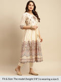 Rangita Beige Chanderi Calf Length Printed Anarkali Kurti For Women | Kurta For Women_Xl