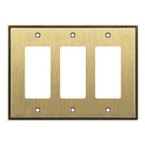 Henne Bery Soft Modern Decorative Wall Plate Switch Plate Outlet Cover (Triple Decorator, Antique Brass)