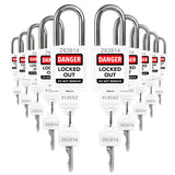 TRADESAFE Lockout Tagout Locks Set - 10 White Loto Locks, Keyed Alike Lockout Locks, 2 Keys Per Lock, OSHA Compliant Lock Out Ta
