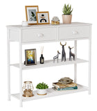 Furologee 30 Entryway Table, White Console Table with Storage, Narrow Sofa Table with 2 Drawers and 2 Shelves for Hallway, Liv