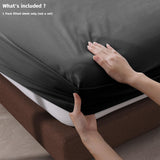 100% Egyptian Cotton Fitted Sheet Twin Size Black, 600 Thread Count, 8-16 Deep Pocket Sheet, Soft & Elastic Sateen Weave Botto