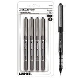 Uniball Vision Rollerball Pens, Black Pens Pack of 4, Micro Point Pens with 0.5mm Micro Black Ink, Ink Black Pen, Pens Fine Poin