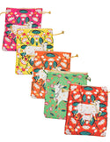 Sanvatsar Pack Of 10 Polyester Potli Bags|7X9 Inch|Return Gifts|WeddingParty|Drawstring Closure|Wallet|Baby Shower (Cow & Lotus