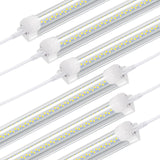SZSKYING 10 Pack 8FT LED Shop Light, 120W 12000LM 6500K Daylight White, T8 Integrated Tube V-Shape, 96 Four Rows High Output, Li