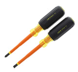 IDEAL Electrical 359305 Insulated Screwdriver Set (2 Piece) Orange, 4 in. Shaft Screwdrivers with CushionGrip Handles. Electri