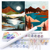 BAISITE Paint by Numbers Kit for Adults Beginners,12 Wx16 L 2 Pack Canvas for Painting Kits for Adults in Colorful Box-Sunrise L