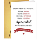 Supoeguk Funny Boss Day Card for Boss Coworker, Happy Boss s Day Gifts for Men Women, You Are Incredible Appreciated and You De