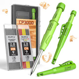 Nicpro CP3000 Carpenter Pencil with Sharpener, 2.8 mm Mechanical Pencils with 19 Refills, Deep Hole Marker for Construction, Hea