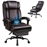 LEMBERI 400lbs Executive Office Chair with Foot Rest, Heavy Duty Big and Tall Desk Chair, Ergonomic High Back PU Leather Compute