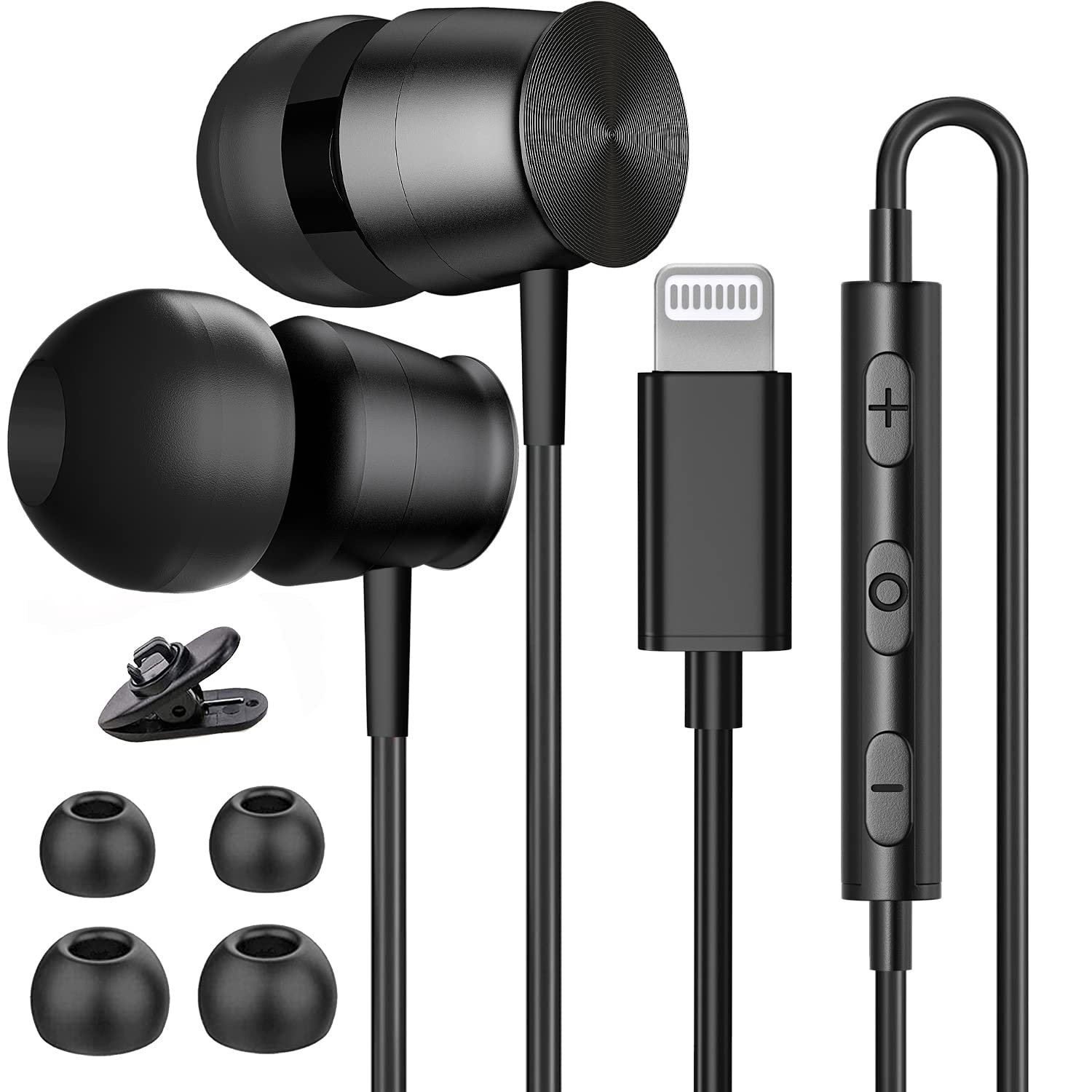 Lightning Headphones for iPhone 13 14 12 Pro Max MFi Certified Lightning Earbuds with Mic Noise Isolation Stereo Bass in-Ear Hea