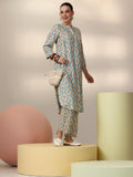 Libas Womens Printed Viscose Co-Ord Set For Women Blue Xs