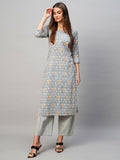 Anni Designer Women'S Cotton Blend Straight Printed Kurta With Pant (Pat 11 Blue-Nw_Xxl_Blue_Xx-Large),Blue,2XL,,,