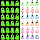 Augshy 64 Pcs Halloween Ghost Charms, Resin Ghost Charms Luminous Ghost Beads Halloween Pendant Bulk Glow in The Dark Ornament f