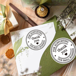 1.5 Round Thank You Stickers - Printed Thank You for Supporting Our Small Business Stickers with Hearts - 500 Thank You Labels