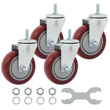 Finnhomy Swivel Caster Wheels 4 Inch Threaded Stem Casters Set of 4 Heavy Duty 3/8-16 x 1 Anti-wear Polyurethane Industrial Cast