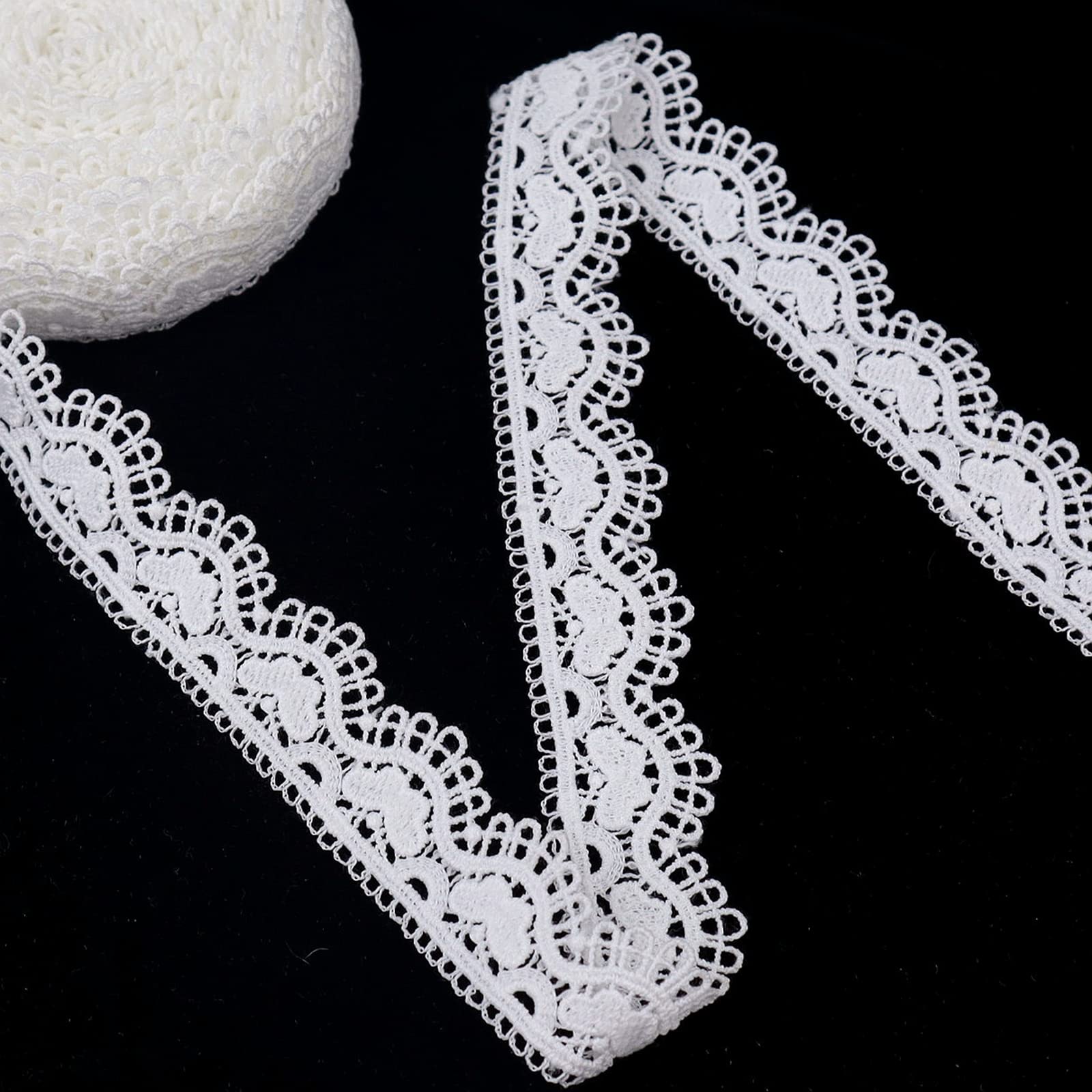ZNZAKKA Venice Lace Trim White Lace Ribbon Sewing Scallop Edge Trim for Crafts, Dress, Gift Wrapping, Home Decoration (7 Yards, 