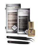 KC Republic Lash Eyebrow Extensions Kit with 2 Trays of Mink False Eyebrows in Black and Dark Comes on Mixed Length 5-8 mm Mix, 
