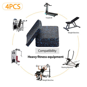 Treadmill Mat Pads, Exercise Equipment Mat with High Density Rubber for Protect Floors 3.94 x 3.94 x 0.5 (4 PCS) Black
