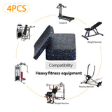 Treadmill Mat Pads, Exercise Equipment Mat with High Density Rubber for Protect Floors 3.94 x 3.94 x 0.5 (4 PCS) Black