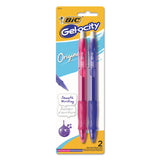 BIC RLCAP21AST Gelocity Retractable Gel Pen Assorted Ink .7mm Medium 2/Pack