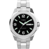 Timex Essex Analog Watch For Man With Black Round Dial & Silver Stainless Steel Bracelet Band Water Resistant Men'S Wrist Watche