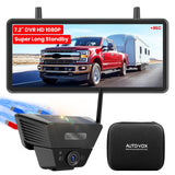 AUTO VOX Wireless Backup Camera Solar Magnetic: with 7.2 DVR 1080P 2 Split Recording Monitor, Dual Antenna Stable Signal,IP69K &