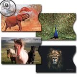 8 RFID Blocking Sleeves, Credit Card Protector, Anti-Theft Credit Card Holder, with Lion, Horses, Elephant, Dolphins, Cow, Peaco