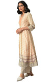 Aurelia Women'S Beige Printed Front Open Gilet With Peach Inner Kurta And Beige Straight Palazzo_22Aud10439-503225_S