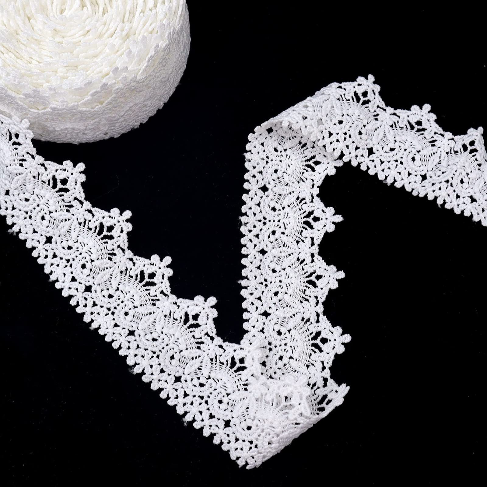 ZNZAKKA White Lace Trim Venice Lace Ribbon Floral Edge Trim for Crafts, Dress, Gift Wrapping, Wedding, Home Decoration (7 Yards,